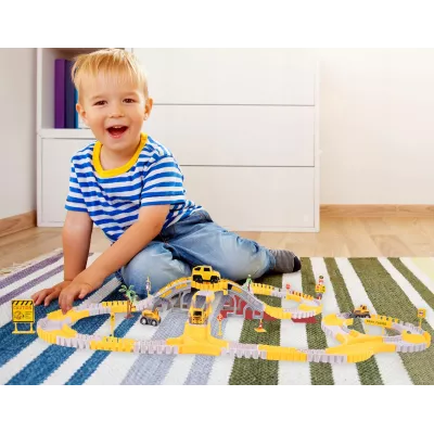 Tor samochodowy Budowlany 255 el. - auta pojazdy budowy zestaw dla dzieci