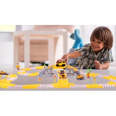 Tor samochodowy Budowlany 255 el. - auta pojazdy budowy zestaw dla dzieci