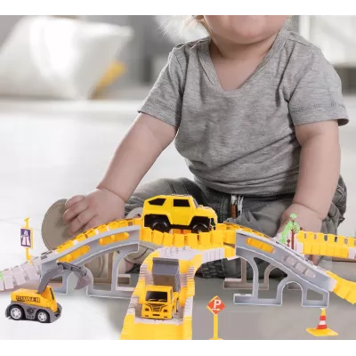 Tor samochodowy Budowlany 255 el. - auta pojazdy budowy zestaw dla dzieci