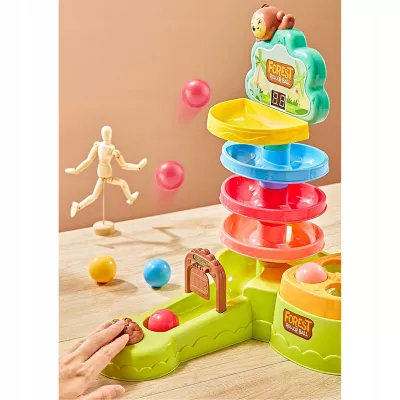 Interaktywna Zjeżdżalnia Tor dla Kulek Motyw Dżungla, Dźwięki i Licznik