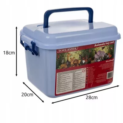 Zestaw figurek zwierząt 48 szt. farma zwierzęta dzikie safari w kuferku