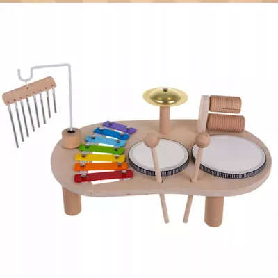 Drewniany stolik perkusyjny Montessori zestaw muzyczny dla dzieci