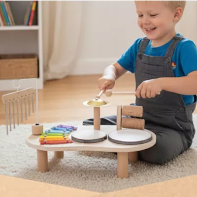 Drewniany stolik perkusyjny Montessori zestaw muzyczny dla dzieci