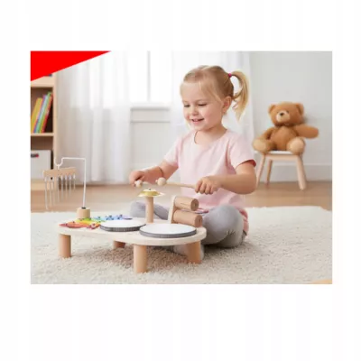Drewniany stolik perkusyjny Montessori zestaw muzyczny dla dzieci