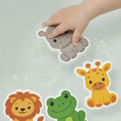 Piankowe zwierzątka do wanny zabawka edukacyjna 12 el. z organizatorem