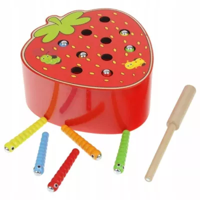 Gra Truskawka na Magnes - Łap Robaczki Drewniana