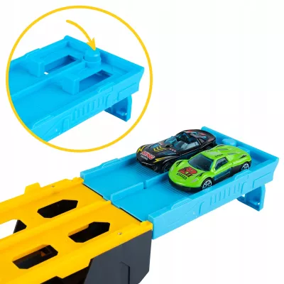 Laweta TIR 2w1 z Wyrzutnią Aut i Torem 125 cm + 2 Autka Wyścigowe