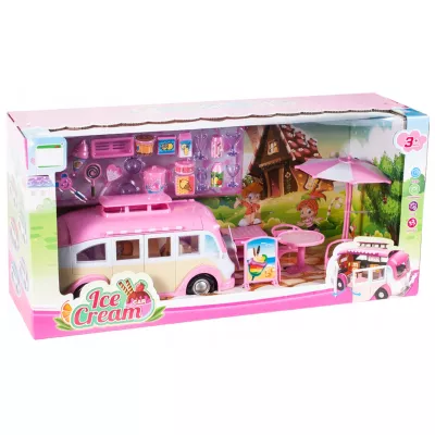 Kamper Lodziarnia dla Lalek - Food Truck, Mini Kawiarnia z Akcesoriami