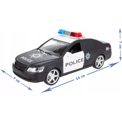 Policyjny radiowóz otwierane drzwi świecące koguty dźwięki auto policja