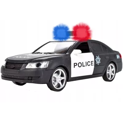 Policyjny radiowóz otwierane drzwi świecące koguty dźwięki auto policja