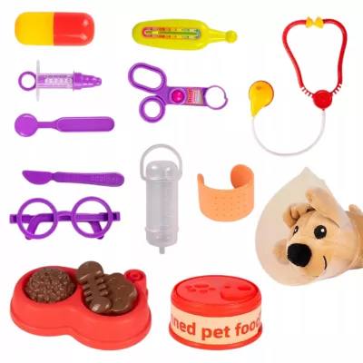 Zestaw Mały Weterynarz - Pluszowy Piesek z Budą i Akcesoriami Lekarskimi