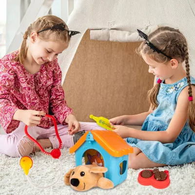 Zestaw Mały Weterynarz - Pluszowy Piesek z Budą i Akcesoriami Lekarskimi