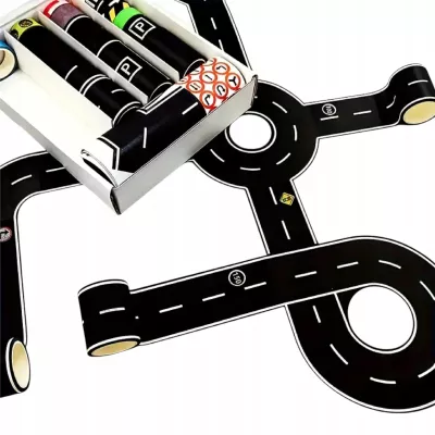 Zestaw 28 rolek taśma samoprzylepna droga jezdnia ulica naklejki znaki