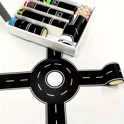 Zestaw 28 rolek taśma samoprzylepna droga jezdnia ulica naklejki znaki