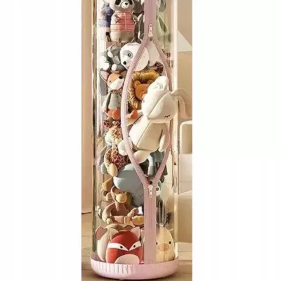 Organizer pojemnik na zabawki 112 cm zapinany na zamek różowy