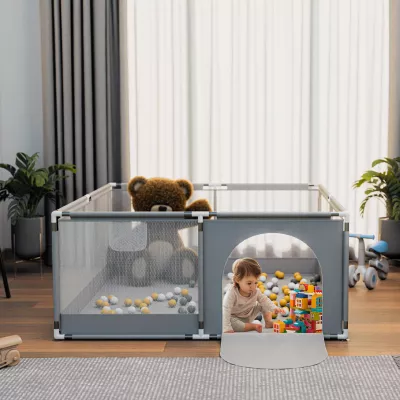 Kojec dla dzieci 126x126 cm suchy basen plac zabaw ogrodowy szary