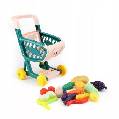 Wózek Sklepowy dla Dzieci Warzywa i Owoce Zestaw Zakupowy Sklep Koszyk