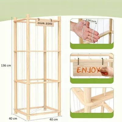 Regał na Pluszaki Organizer na Zabawki Drewniany Stojak Kosz Pojemnik