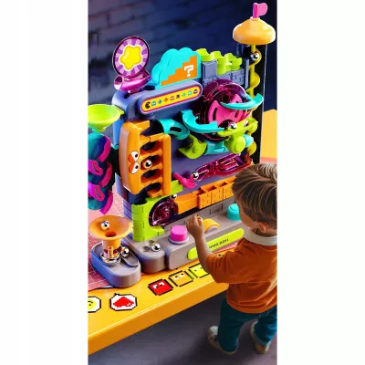 Tor Kulkowy Montessori Gra Zręcznościowa Labirynt 3D 16 Poziomów dla Dzieci