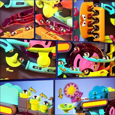 Tor Kulkowy Montessori Gra Zręcznościowa Labirynt 3D 16 Poziomów dla Dzieci