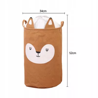 Kosz organizer na zabawki 60L dla dzieci pojemnik zamykany Lisek