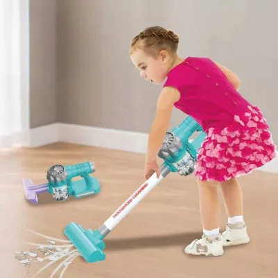 Odkurzacz dla Dzieci Pionowy 2w1 Zestaw do Sprzątania 3 Ssawki Dźwięki