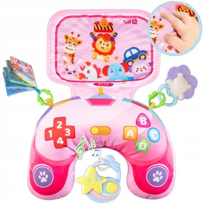 Poduszka Edukacyjna dla Niemowlaka Sensoryczna Zabawa Grzechotka Książeczka