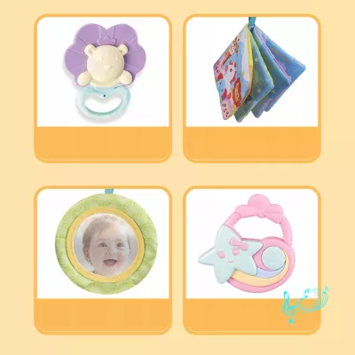 Poduszka Edukacyjna dla Niemowlaka Sensoryczna Zabawa Grzechotki Melodie