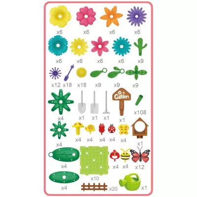 Klocki Konstrukcyjne Ogród Kwiatki 272 el. Zestaw Kreatywny