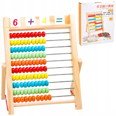 Liczydło Dziecięce Drewniane Edukacyjne 10 Rzędów Nauka Liczenia Cyfry