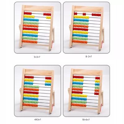 Liczydło Dziecięce Drewniane Edukacyjne 10 Rzędów Nauka Liczenia Cyfry