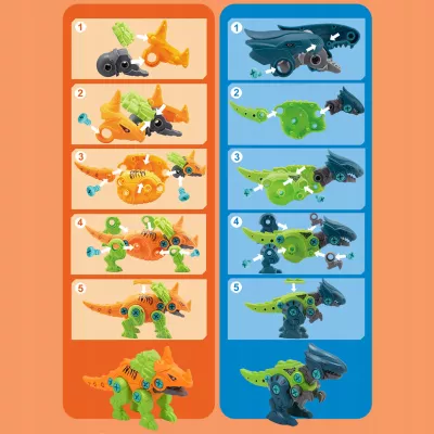 Zestaw Klocków konstrukcyjnych Dinozaury Wkrętarka na baterie i Śrubokręt