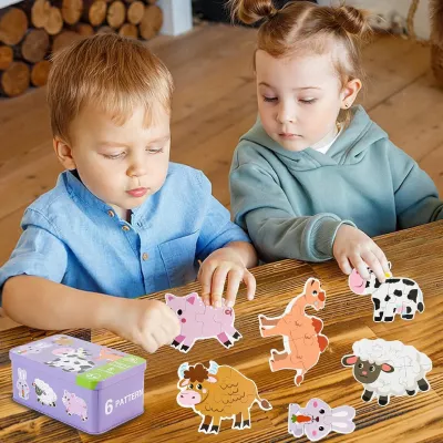 Moje pierwsze puzzle farma 28 elementów w kolorowej puszce dla dzieci