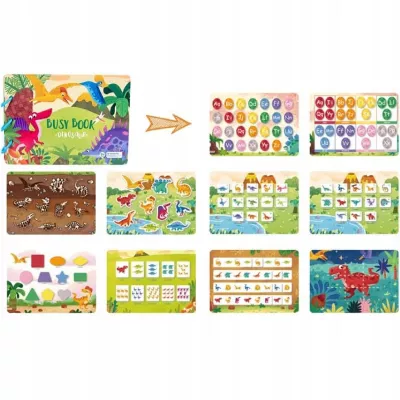 Książeczka Edukacyjna Dinozaury Puzzle Na Rzep Alfabet Kształty Montessori