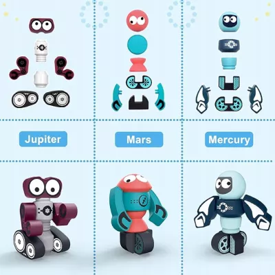 Klocki magnetyczne dla dzieci roboty 21 elementów kosmiczna zabawa
