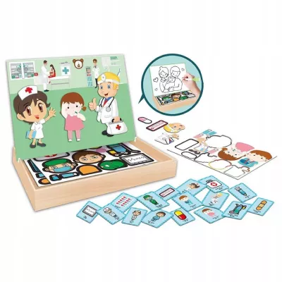 Tablica suchościeralna magnetyczna układanka lekarz doktor edukacyjna