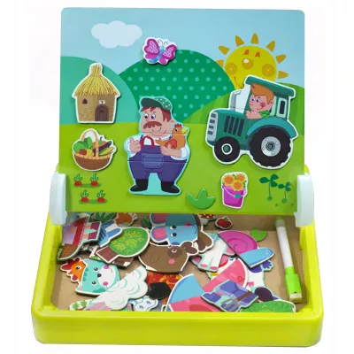 Tablica suchościeralna magnetyczna układanka farma zwierzątka ZKB