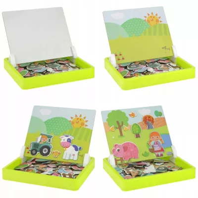 Tablica suchościeralna magnetyczna układanka farma zwierzątka ZKB