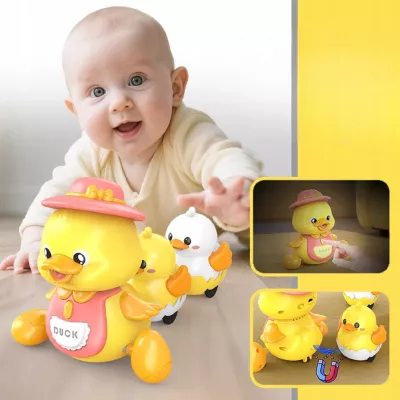 Interaktywna Kaczuszka z maluchami na magnes nauka raczkowania dla dzieci