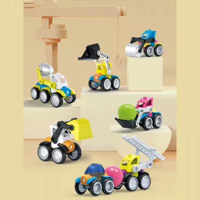 Klocki Magnetyczne Pojazdy Budowlane Drogowe Komplet Zestaw 6 pojazdów