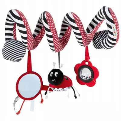 Zawieszka spirala kontrastowa do wózka fotelika dla dzieci