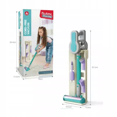 Odkurzacz dla Dzieci Pionowy + Stacja Zestaw do Sprzątania 3 Ssawki Dźwięki