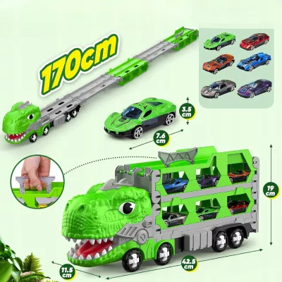 Ciężarówka Dinozaur Tor Wyścigowy 2 Auta resoraki dla Dzieci