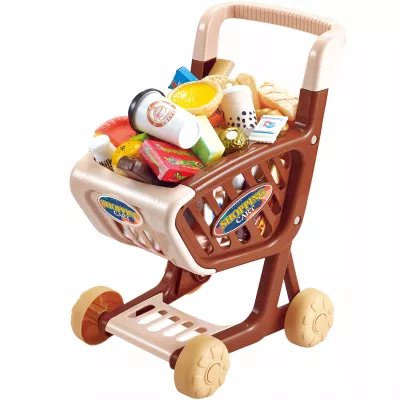 Wózek sklepowy koszyk dla dzieci słodycze ciastka napoje sklep 62 el.