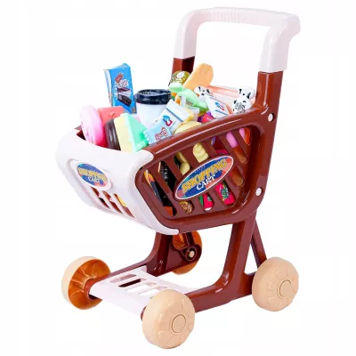 Wózek sklepowy koszyk dla dzieci słodycze ciastka napoje sklep 62 el.