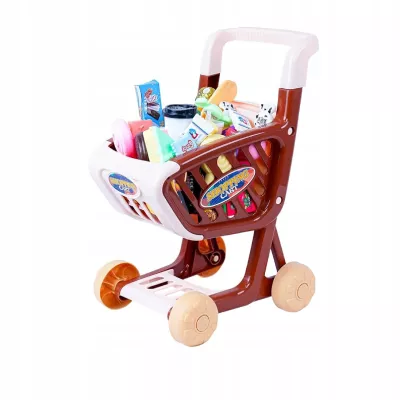 Wózek sklepowy koszyk dla dzieci słodycze ciastka napoje sklep 62 el.