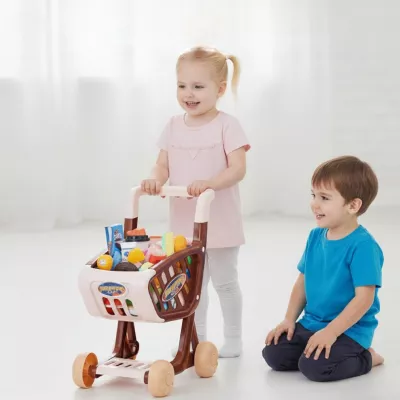 Wózek sklepowy koszyk dla dzieci słodycze ciastka napoje sklep 62 el.