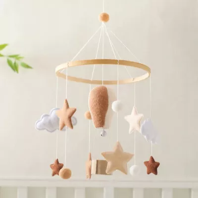 Karuzelka do Łóżeczka Dziecięcego Boho Naturalne Drewno z pałąkiem Balon