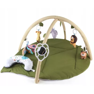 Mata edukacyjna sensoryczna interaktywna Liść z pałąkami i zabawkami 0+