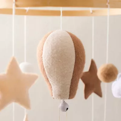 Karuzelka do Łóżeczka Dziecięcego Boho Naturalne Drewno z pałąkiem Balon